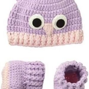 Quiltex Sweet Owl Crochet Hat & Booties Socks Box Set Size 0-6 Months NWT
